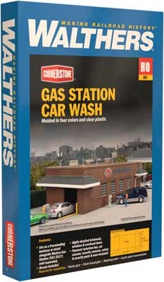 Walthers Cornerstone Gas Station Car Wash Kit - HO Scale