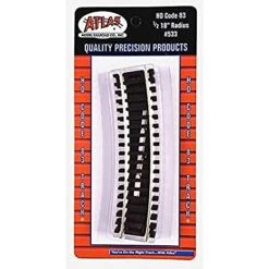 Atlas Model Railroad Co. Code 83 Curved Snap Track -- 1/2 Section - 18" Radius Pkg(4)