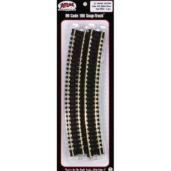 Atlas Model Railroad Co. Code 100 Curved Snap-Track(R) Nickel-Silver Rail -- 22" Radius (Black Ties) Pkg(6)