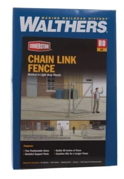 Walthers Cornerstone Chain Link Fence Kit - HO Scale
