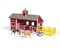 Breyer Stablemates Red Stable Playset With Two Horses