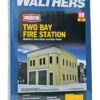 Walthers Cornerstone Two-Bay Fire Station Kiy - HO Scale -Model Haven Shop two bay fire station 933 4022 pkg big